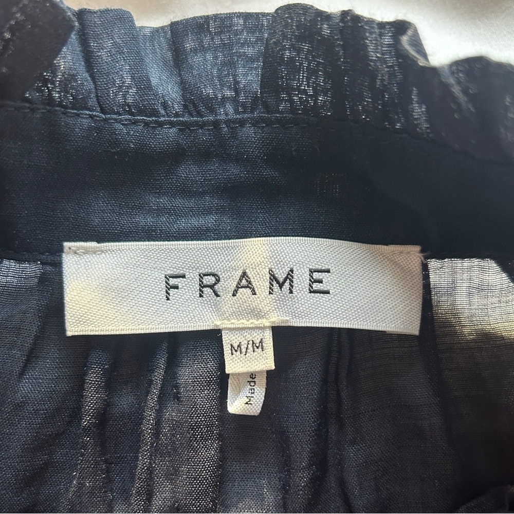 Frame Navy Ruffled Sheer Blouse - Picture 2 of 10